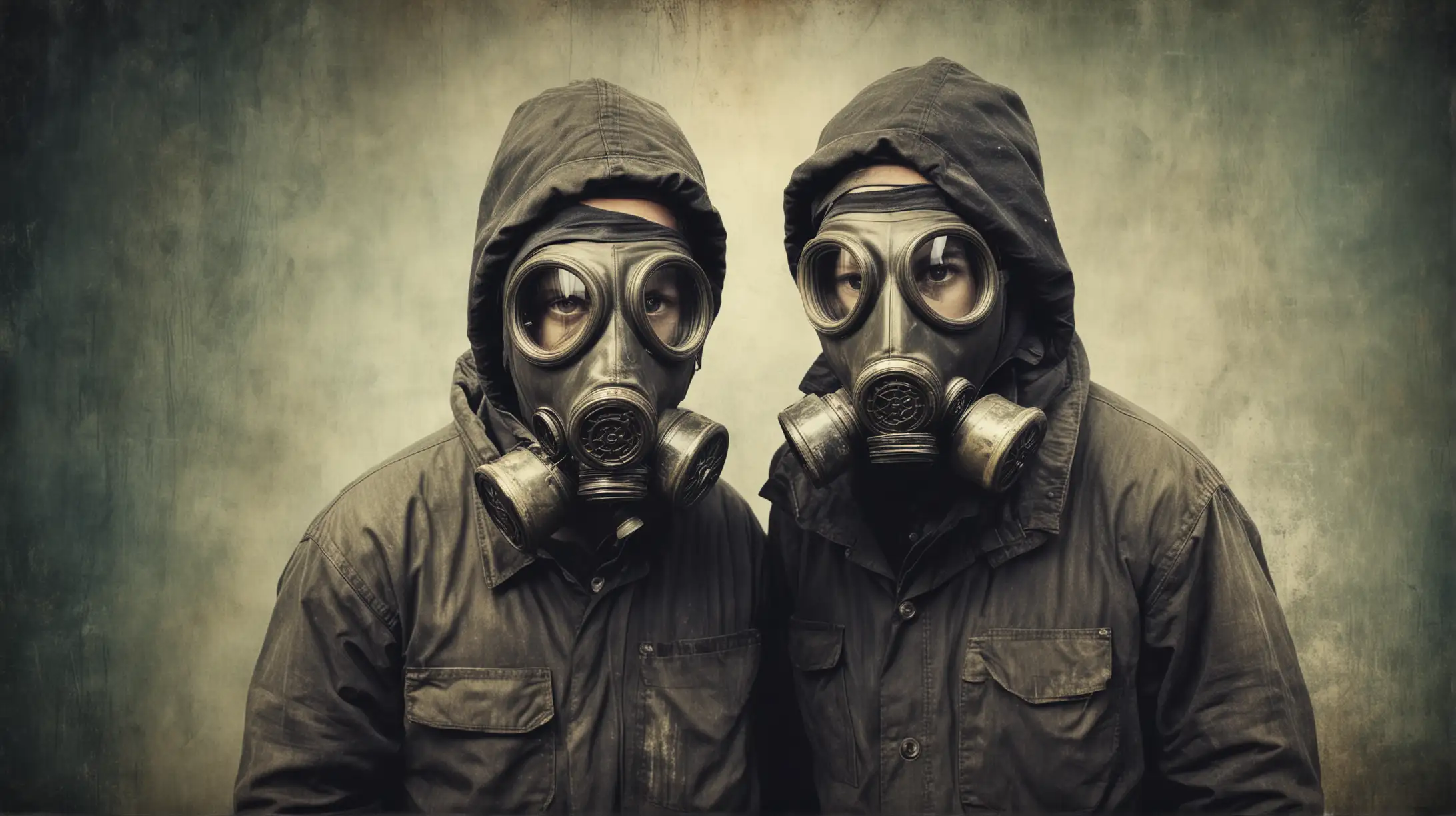 Grunge Workers with Gas Masks