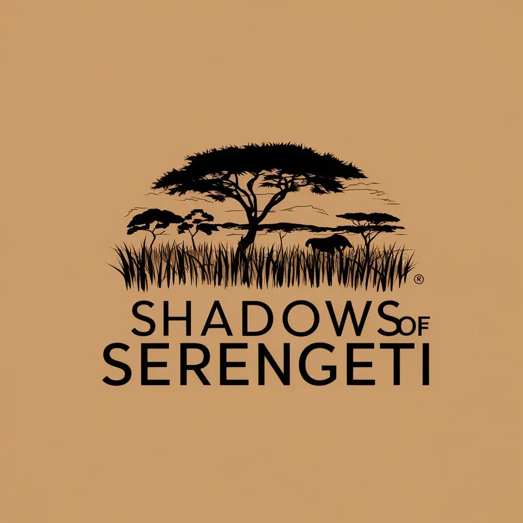 a logo design,with the text "Shadows of Serengeti", main symbol:savannah,Moderate,be used in Travel industry,clear background