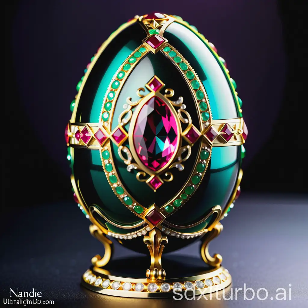 Easter egg

Faberge style, Easter egg with pattern, coat of arms, lace, gold, emerald, ruby precious stones, professional photo 125k bright colors, diamond painting 64mp, hyper-detailing, neon glow from inside, side lighting, hyper-detailing, drawing details, contours with gel black pens, ultraHDRi, 5d