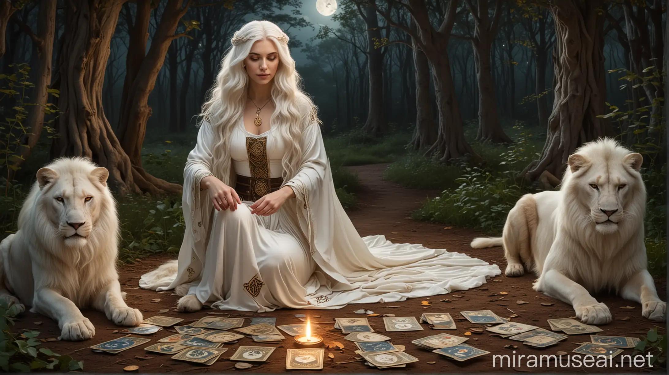 Moonlit Celtic Style Tarot Reading with White Lion Companion