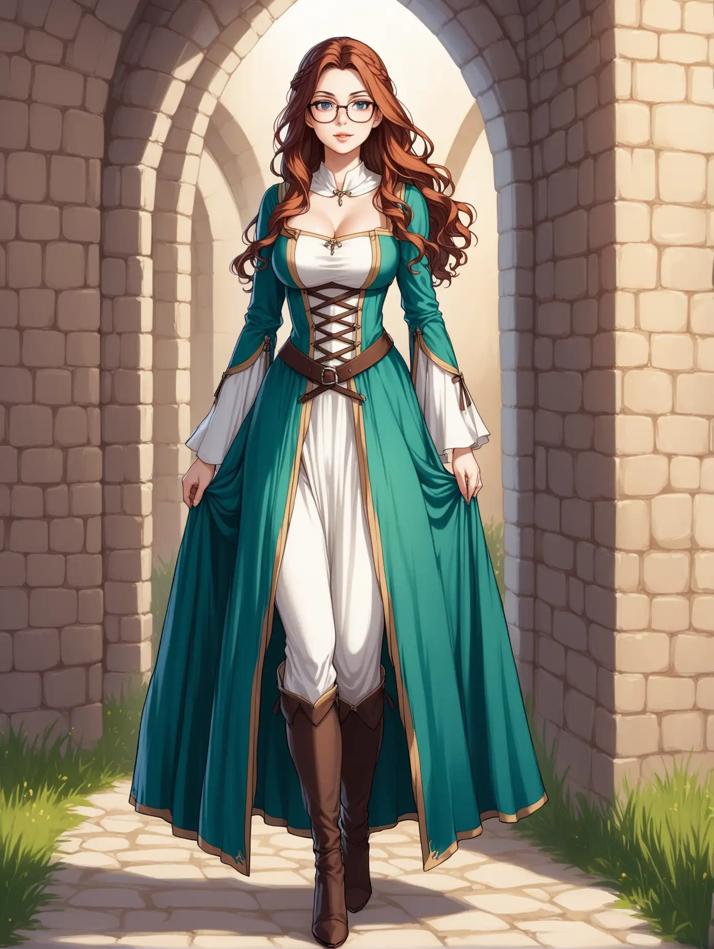 Attractive-Woman-in-Affordable-Medieval-Costume-Standing-Tall