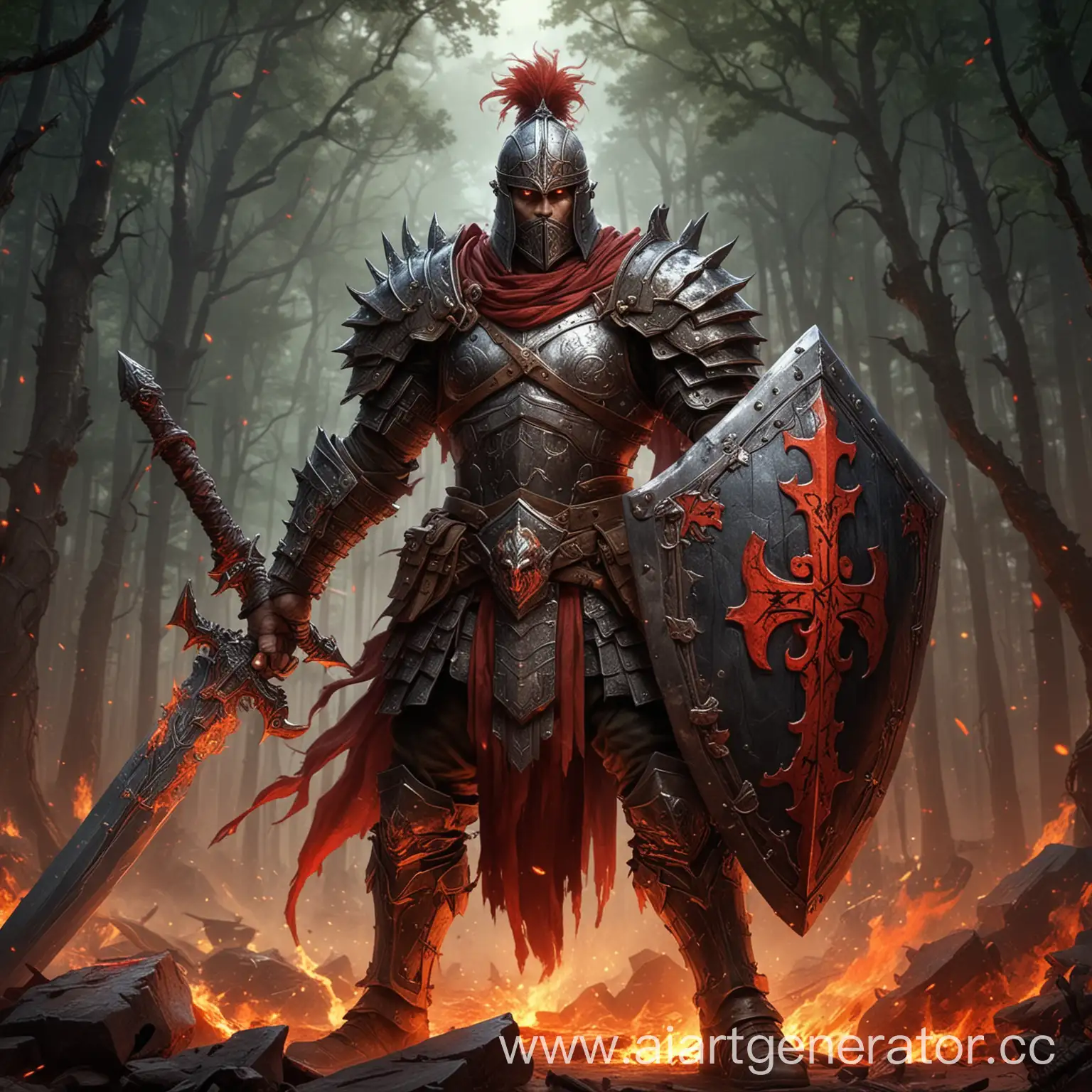 Majestic-Warrior-in-Ancient-Runed-Armor-Holding-Sword-and-Shield