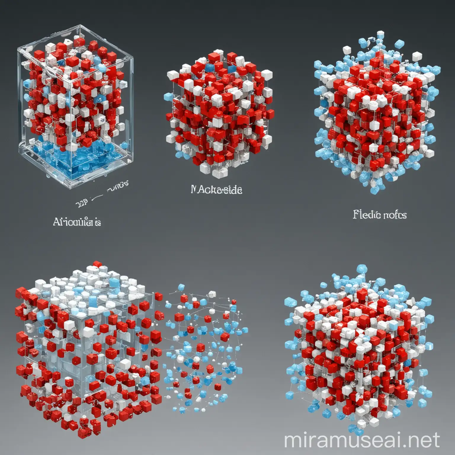 Cuboid MOFs Material Structure with Water Molecule Diagram