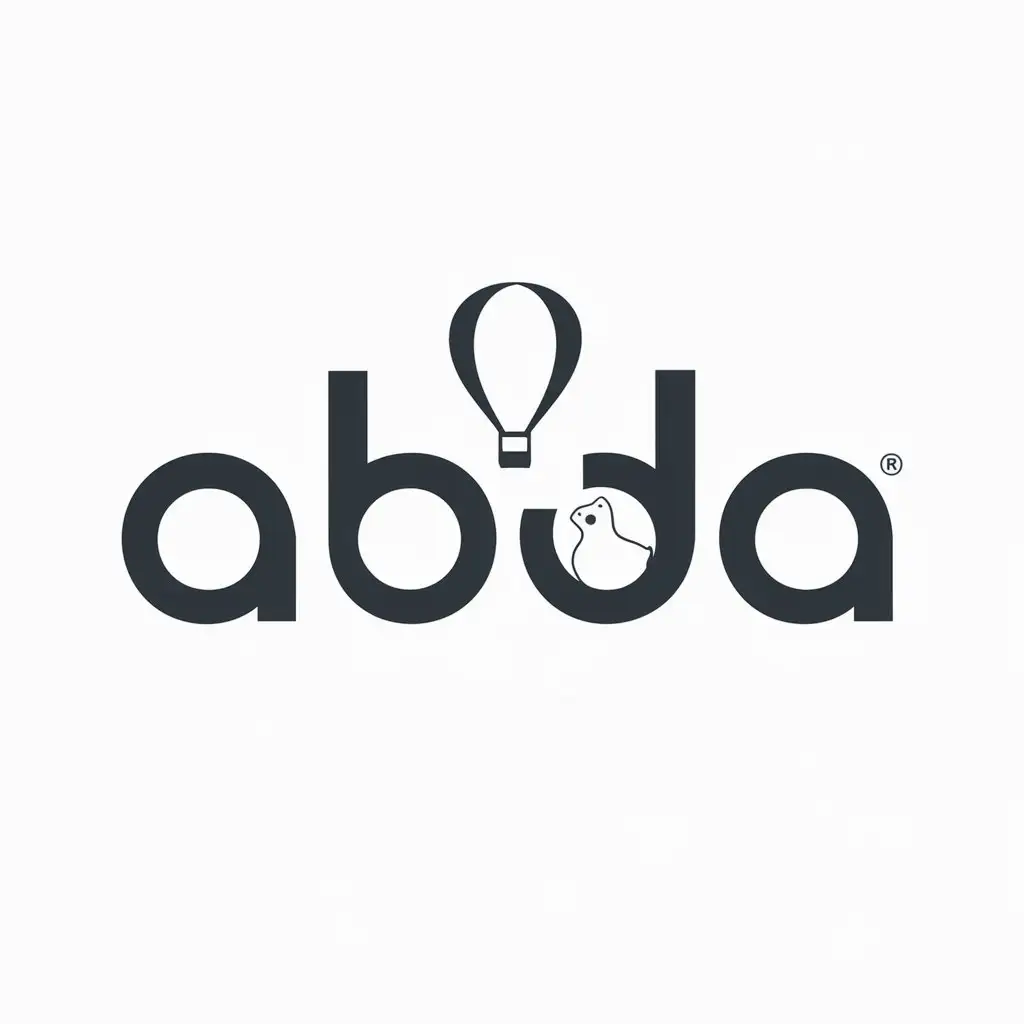 a logo design,with the text "abda", main symbol:hot air balloon,Moderate,be used in Animals Pets industry,clear background