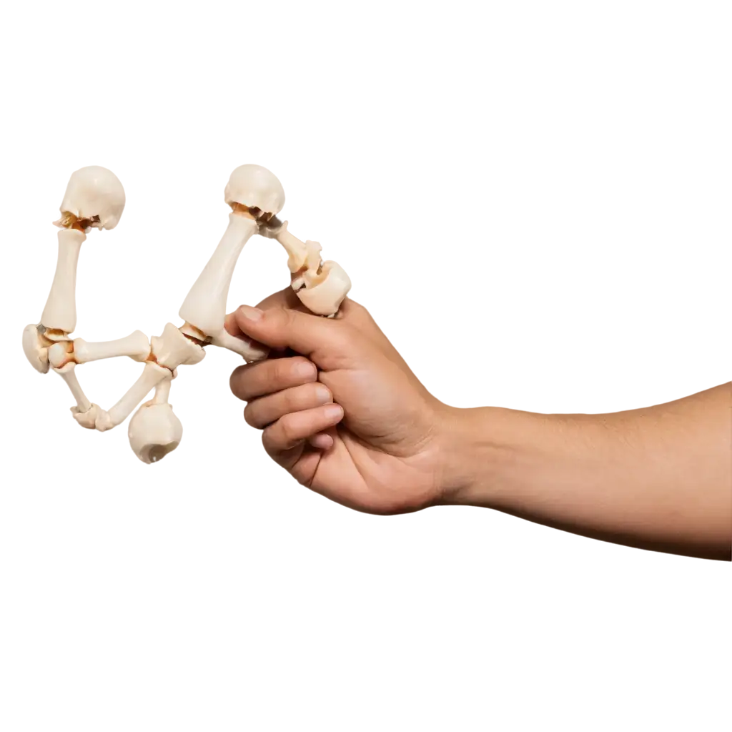 hand holding hand bone