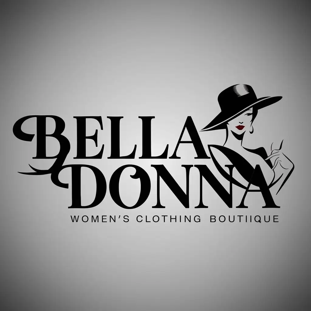 Логотип с названием BELLA DONNA , логотип должен отображать то что о н относится к бутику женской одежды

