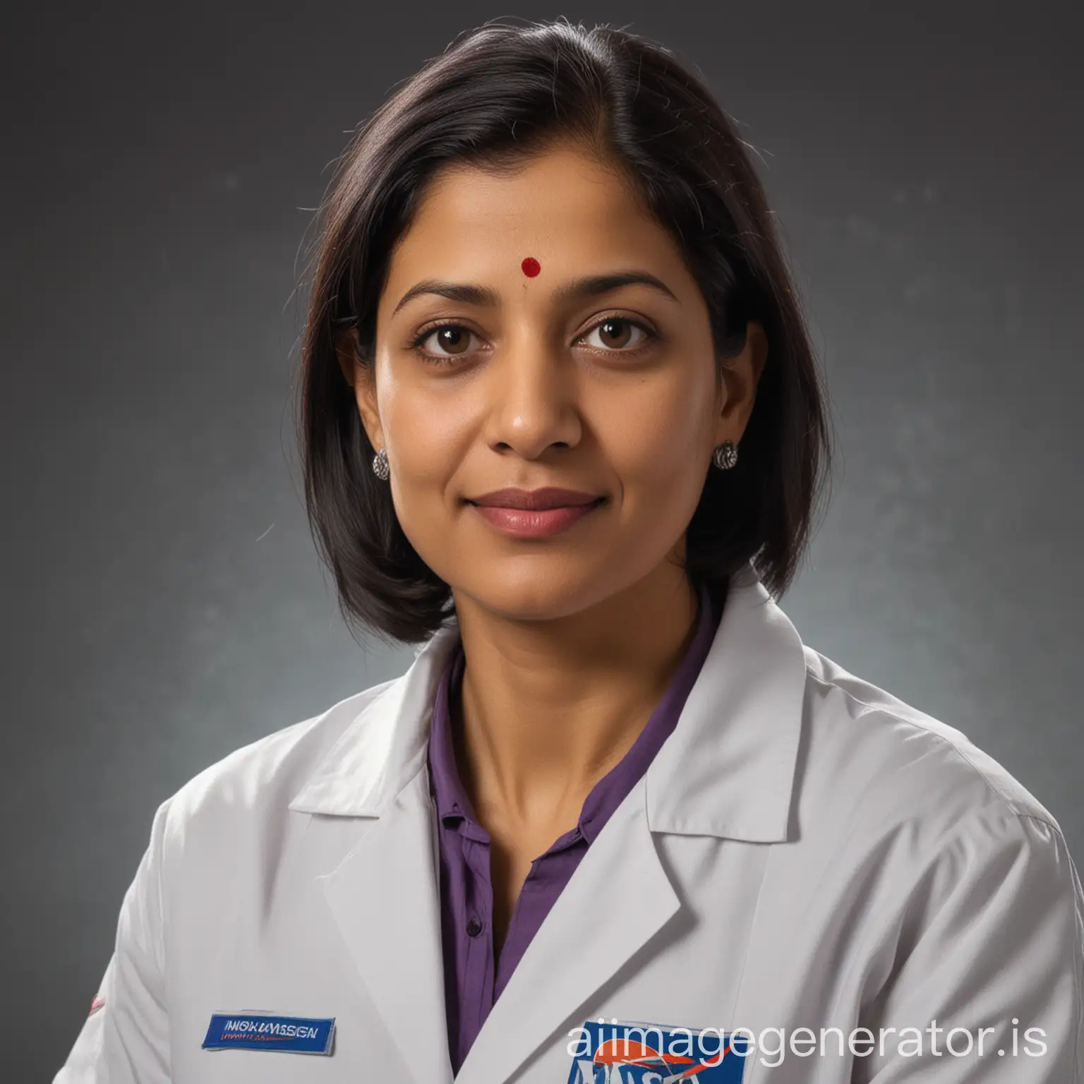 realistic female food scientist nasa middle aged indian