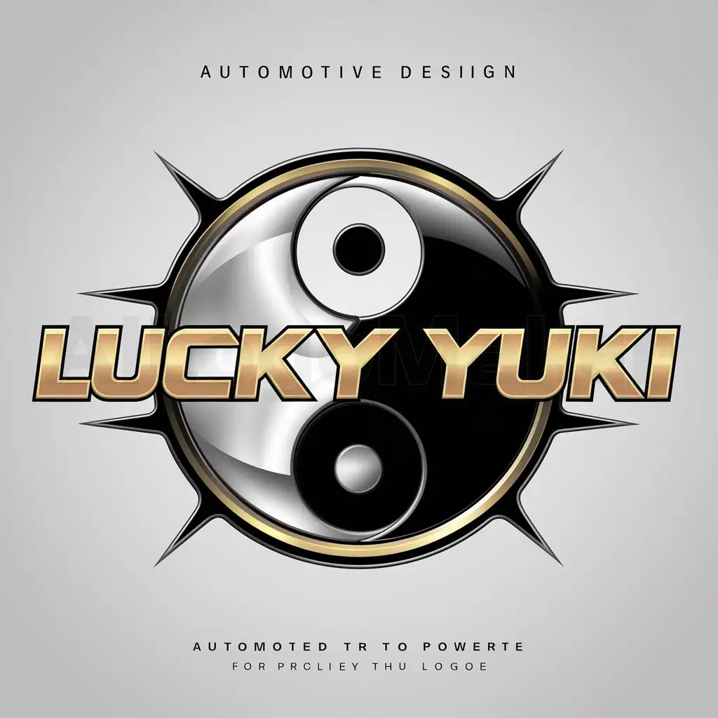 a logo design,with the text "LUCKY YUKI", main symbol:textgold,complex,be used in Automotive industry,clear background