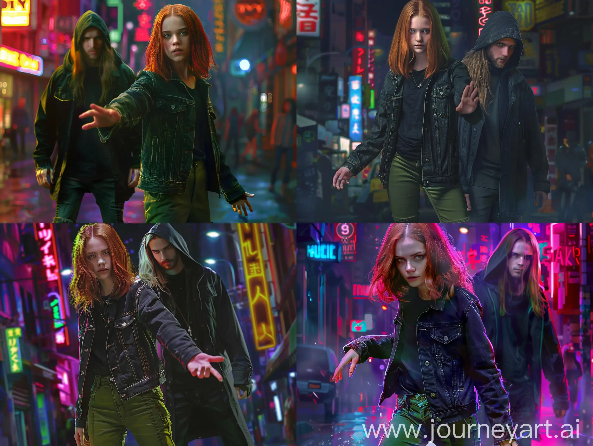 Serious-RedHaired-Girl-and-Blond-Guy-in-Night-Neon-City