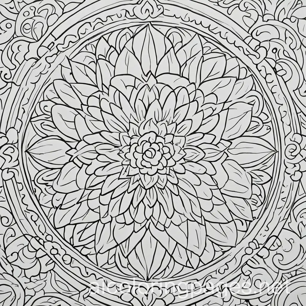 stress relieving pattern, Coloring Page, black and white, line art, white background, Simplicity, Ample White Space. The background of the coloring page is plain white to make it easy for young children to color within the lines. The outlines of all the subjects are easy to distinguish, making it simple for kids to color without too much difficulty
