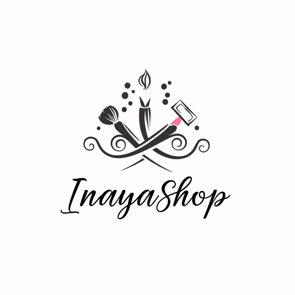 LOGO-Design-For-INAYASHOP-Elegant-Cosmetic-Emblem-for-Beauty-Spa-Industry