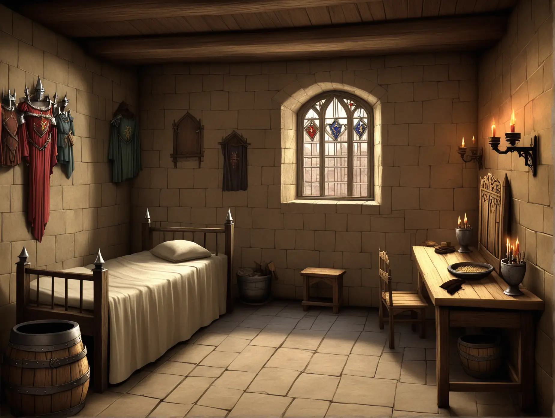 Женская комната в обычном  бедном доме, средневековые времена, фэнтэзи, 