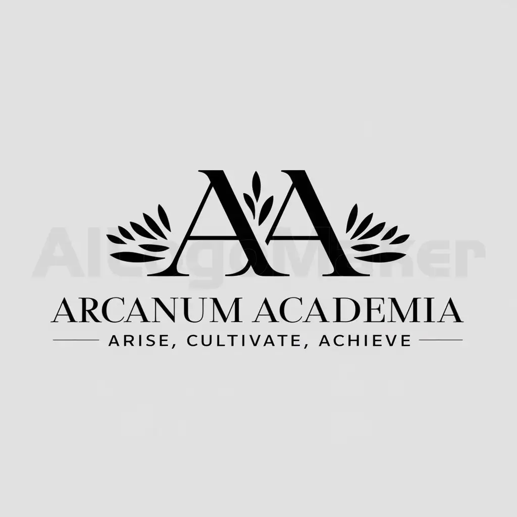a logo design,with the text "Arcanum Academia Arise, Cultivate, Achieve ", main symbol:AA,Moderate,be used in Education industry,clear background