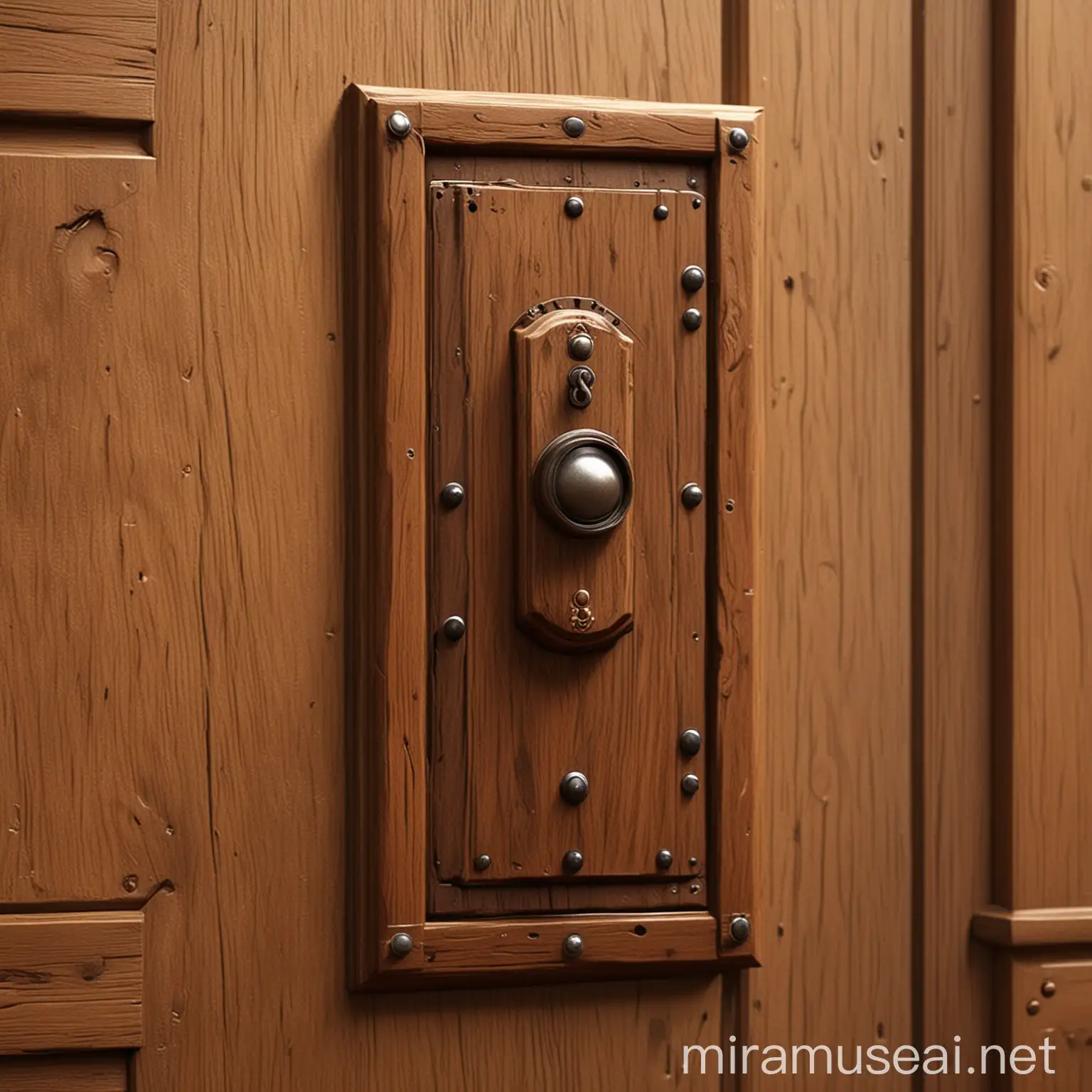 Castle wooden door switch，pixar style