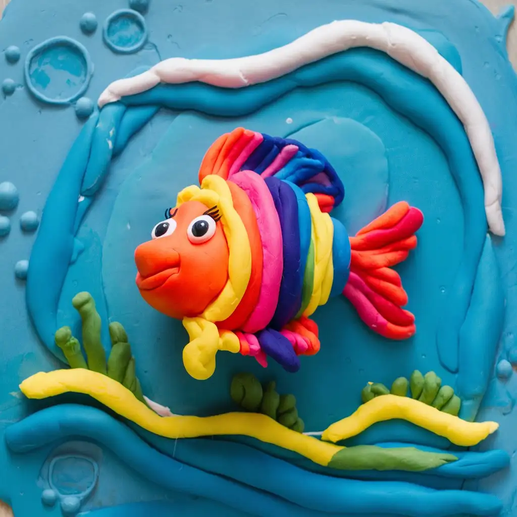 Colorful-Plasticine-Fish-Swimming-in-a-Plasticine-Sea