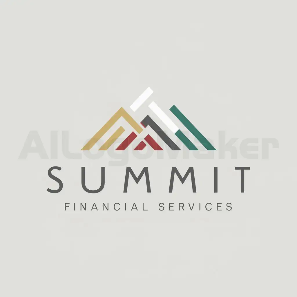 a logo design,with the text "SUMMIT FINANCIAL SERVICES", main symbol:SUMMIT WITH COLOR PALETTE OF WHITE, GOLD, RED, GREEN,Moderate,be used in 0 industry,clear background