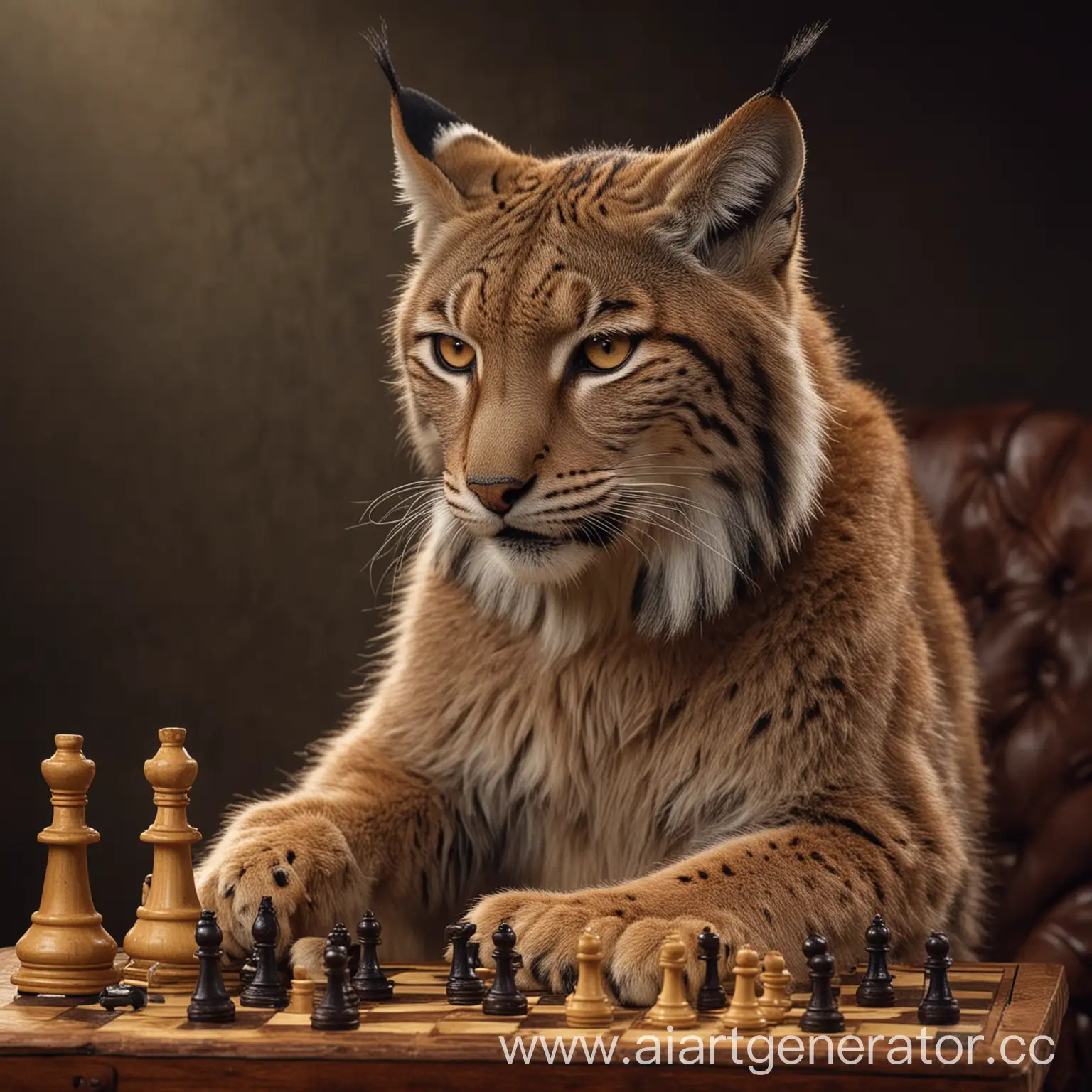 Lynx-Drinking-Scotch-Whisky-and-Playing-Chess-A-Clever-and-Sophisticated-Feline-Recreation