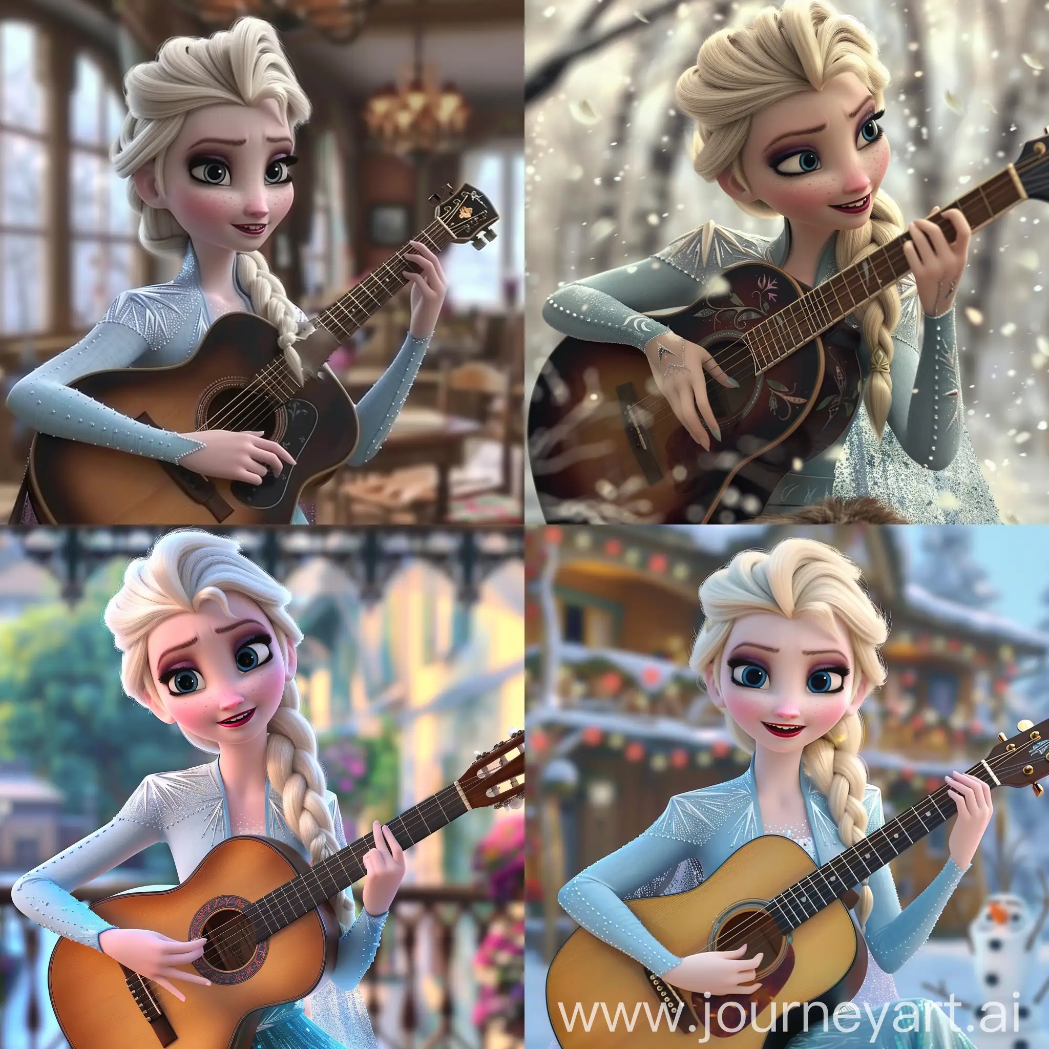 Эльза из холодного сердца играет на гитаре