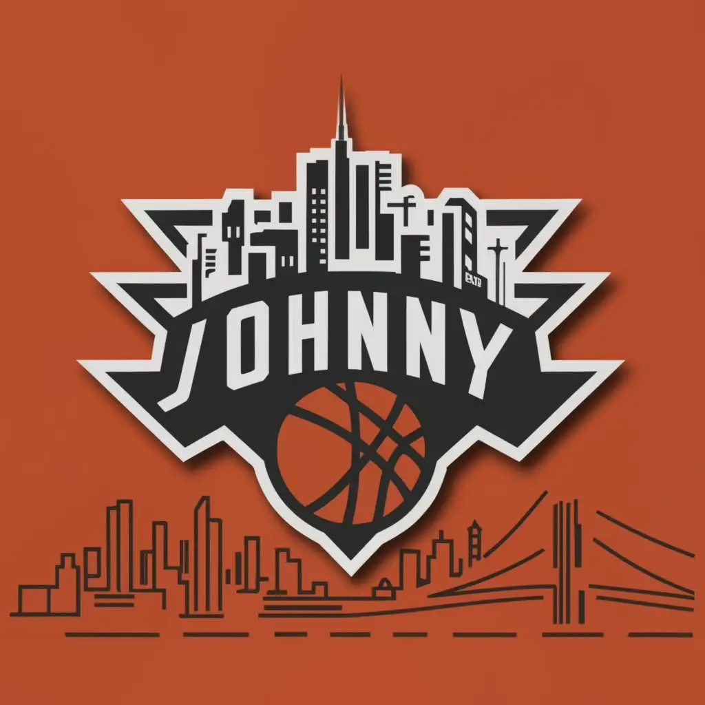 a logo design, with the text 'JOHNNY', main symbol: New York Johnny City Logo NBA, Minimalistic, clear background Knicks JOHNNY 90's