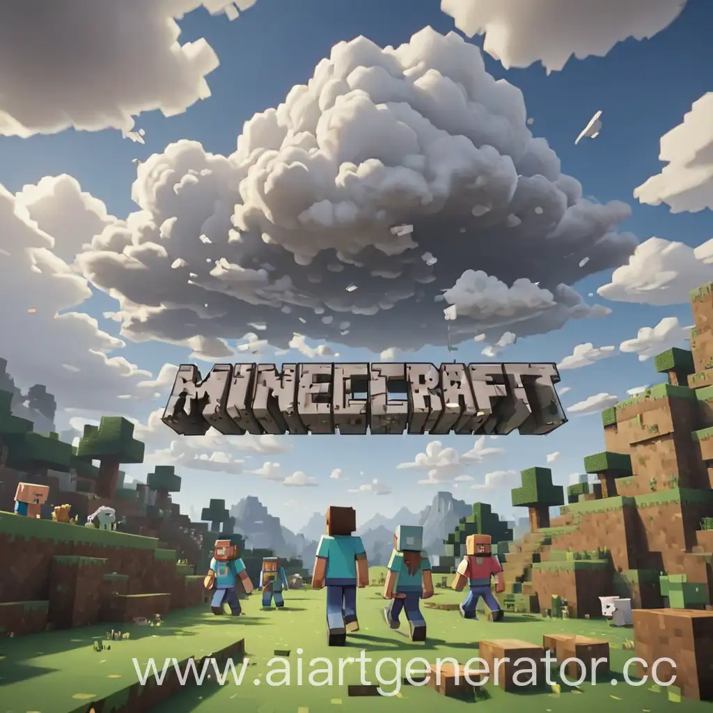 Стиль Minecraft, Текст "Cloudy Team"