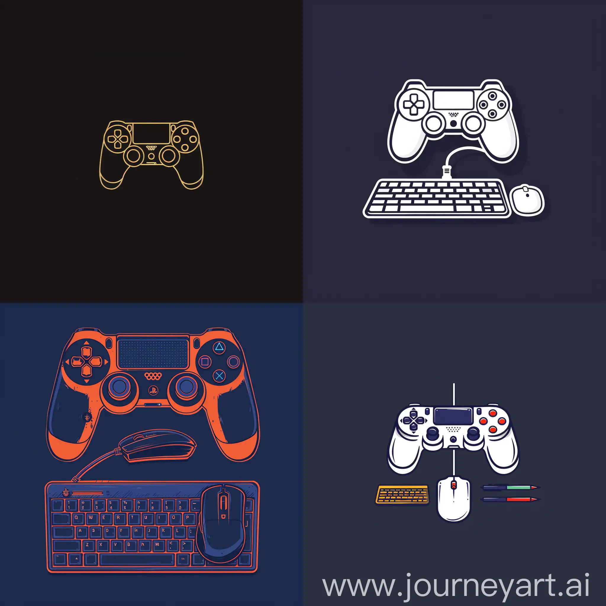  logo, gamepad, mouse, keyboard, minimalism, drawing slyle, modern