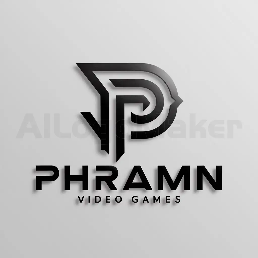 a logo design,with the text "Phramn", main symbol:Lettre,complex,be used in Jeux vidéos industry,clear background