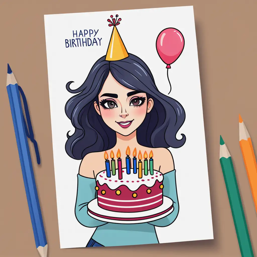 Намалюй вітальну листівку з Днем народженням для Марини