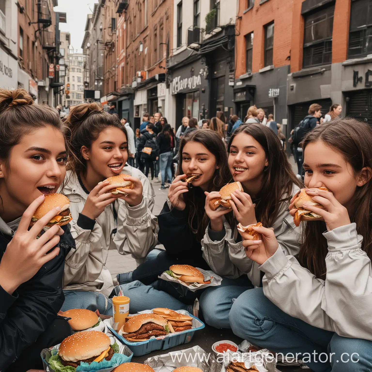 Urban-Students-Enjoying-Street-Burgers