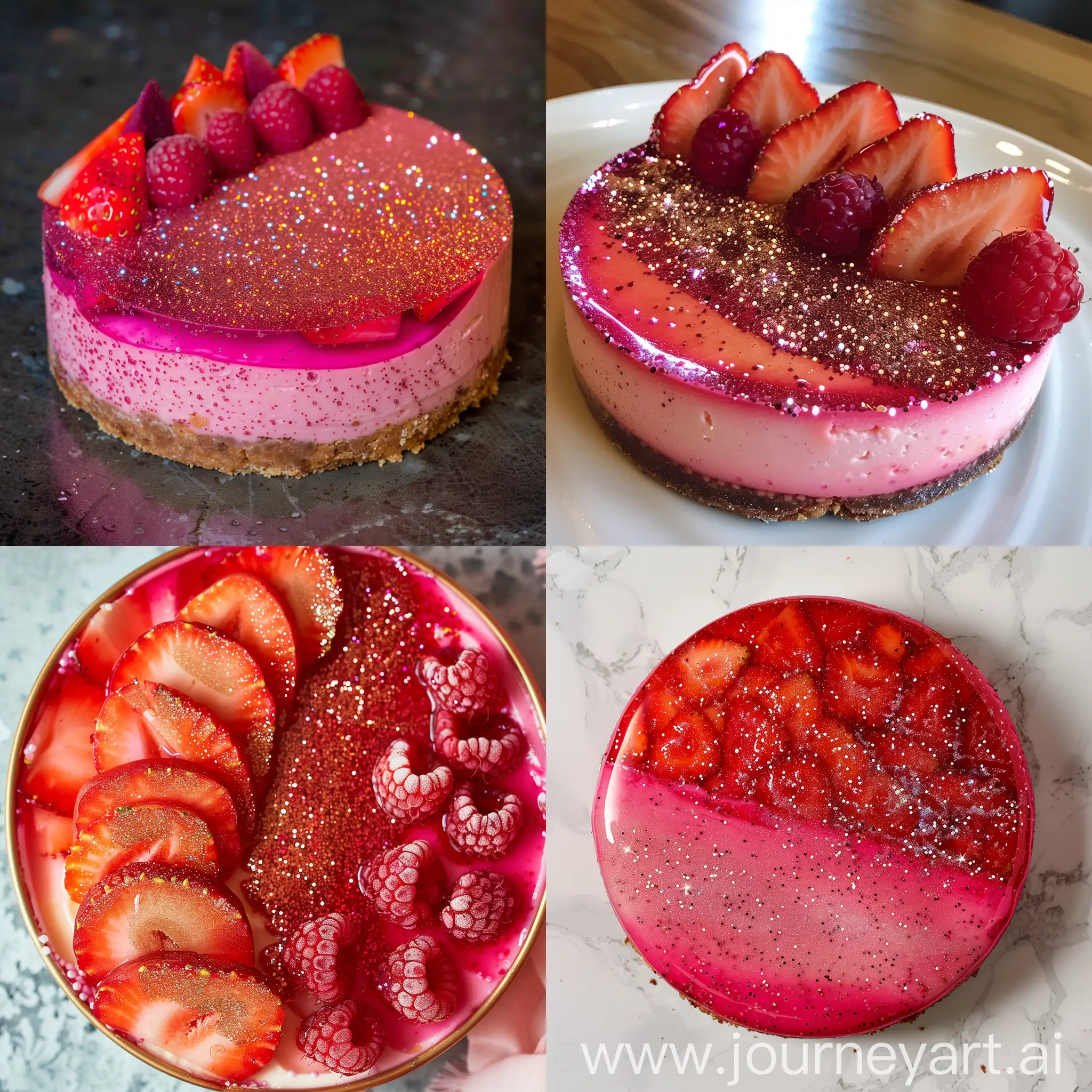 Delicious-Red-and-Pink-Ombre-Cheesecake-with-Edible-Glitter
