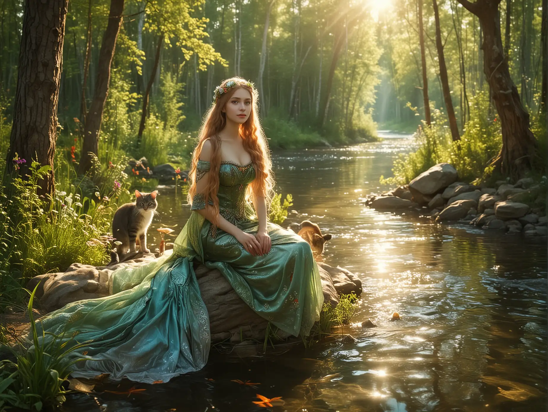 Russian-Fairy-Tale-Scene-with-Slavs-Cat-Mermaid-Forest-and-River