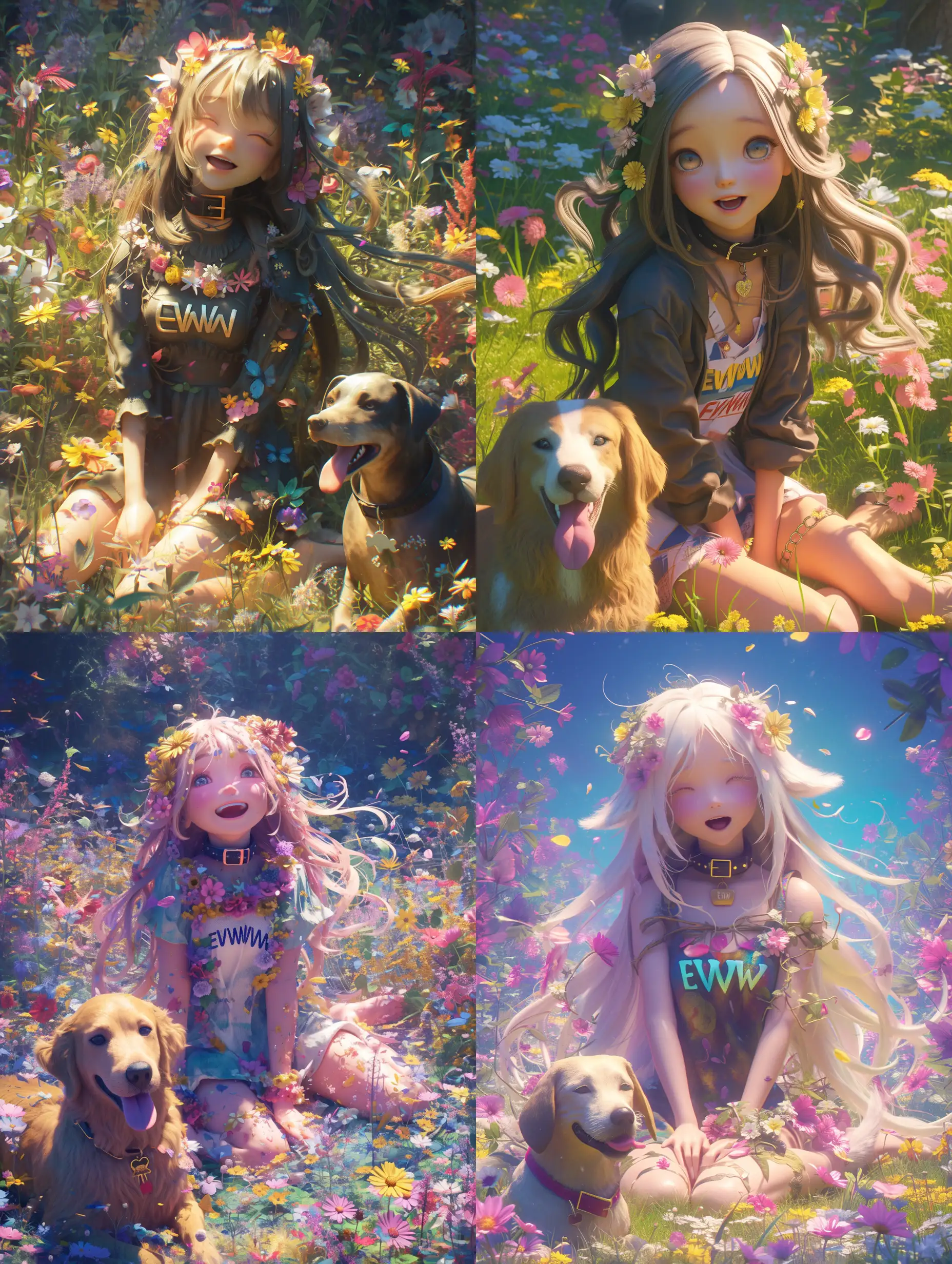 Kawaii-Anime-Girl-with-Dog-in-Flower-Field-High-Quality-CGI-VFX-Fine-Art