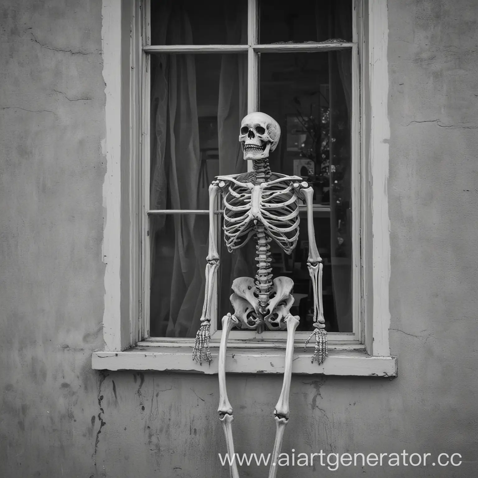 Скелет смотрит в окно