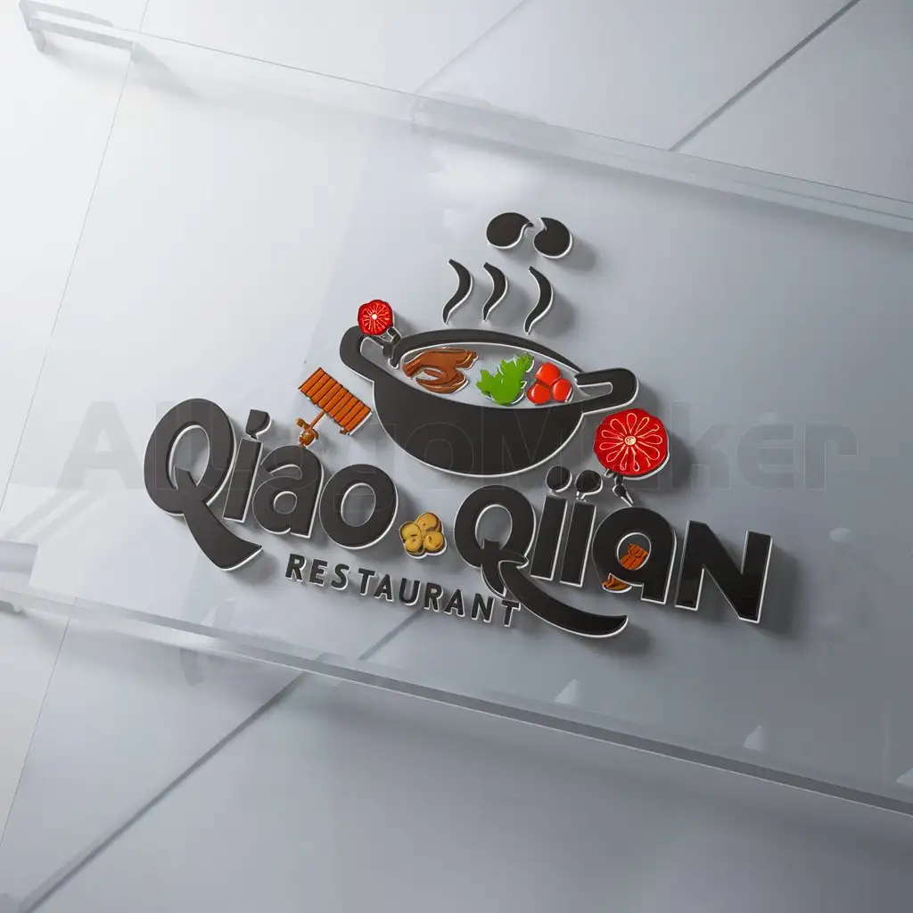 a logo design,with the text "Qiáo Qiān Qiān", main symbol:hot pot,Moderate,be used in Restaurant industry,clear background