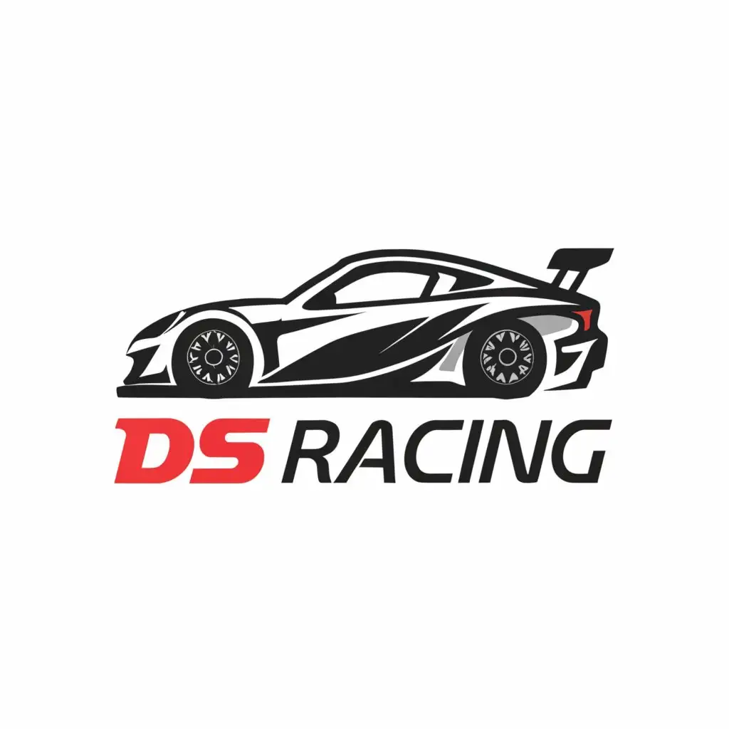 a logo design,with the text "DS Racing", main symbol:gt3 racecar,complex,be used in Others industry,clear background