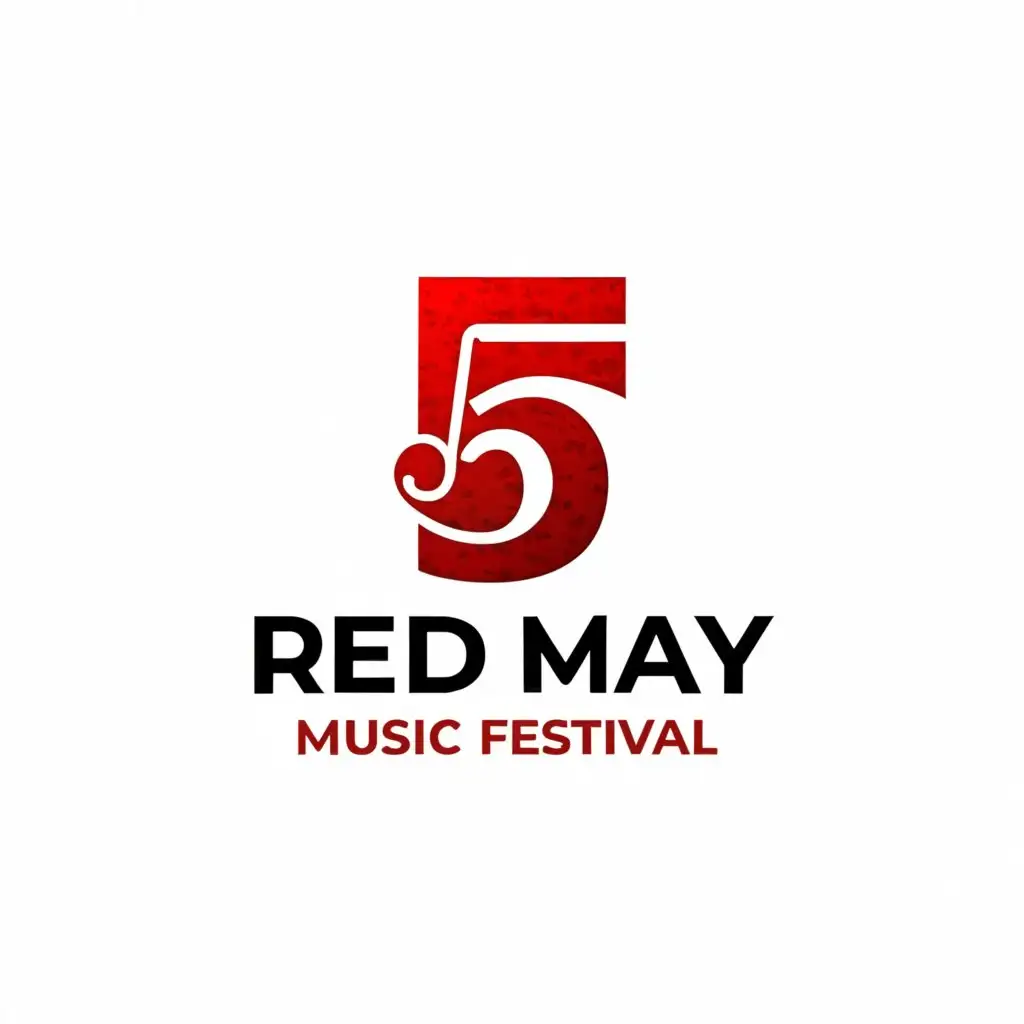 a logo design,with the text "Red May Music Festival", main symbol:Music, treble clef, number 5,Minimalistic,be used in Entertainment industry,clear background