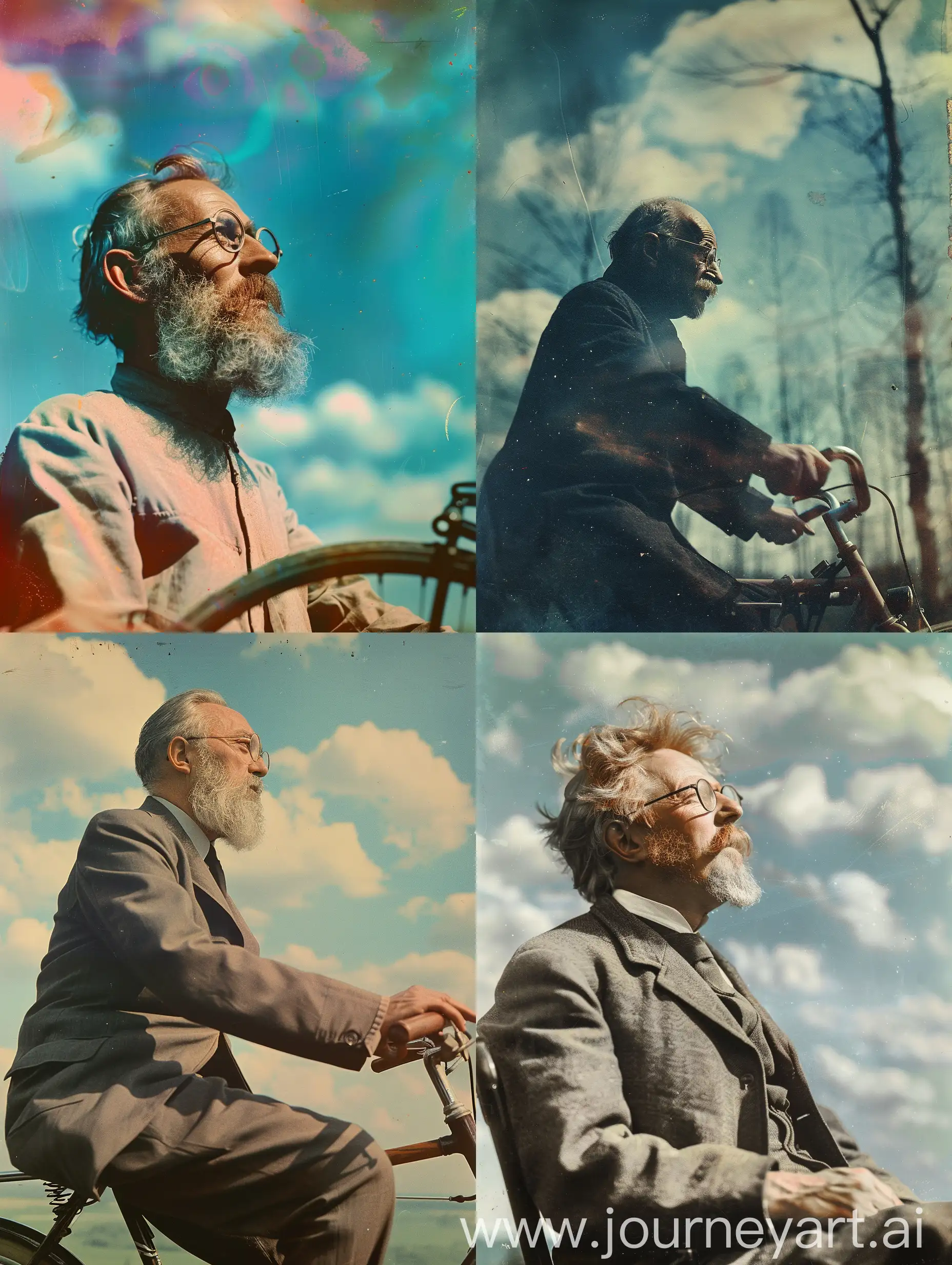 Tsiolkovsky-on-Bicycle-Gazing-at-the-Sky-in-Colored-Photo