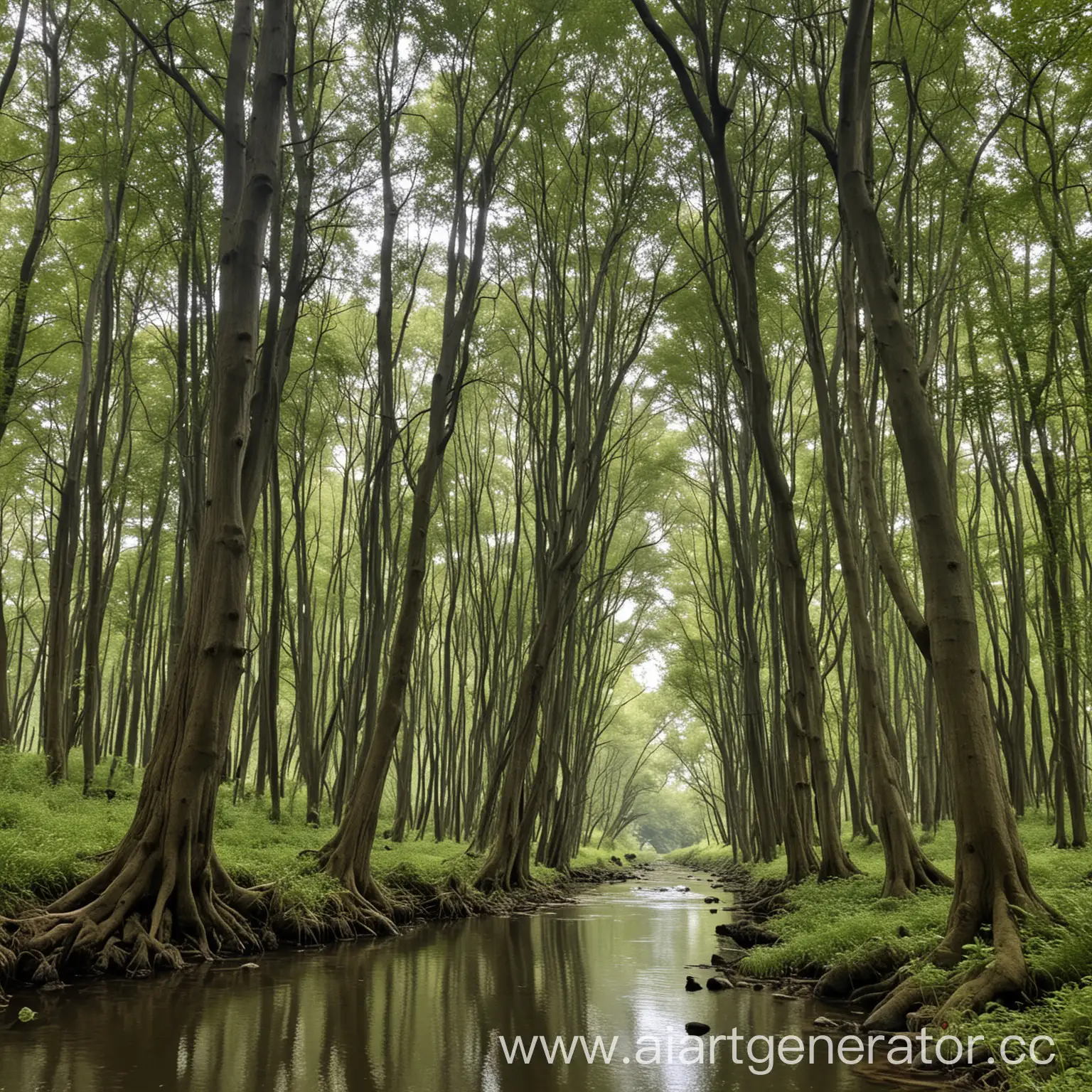 Towering-Trees-Along-the-Riverbank