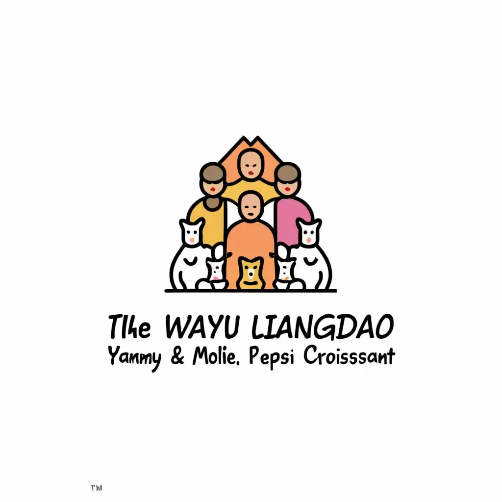 LOGO-Design-for-The-House-of-Wanyu-Minimalistic-Couple-with-Two-Cats-and-Dogs-on-Clear-Background