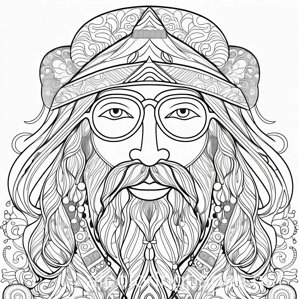 hippie style coloring book pages guy hippy funny 

, Coloring Page, black and white, line art, white background, Simplicity, Ample White Space. The background of the coloring page is plain white to make it easy for young children to color within the lines. The outlines of all the subjects are easy to distinguish, making it simple for kids to color without too much difficulty