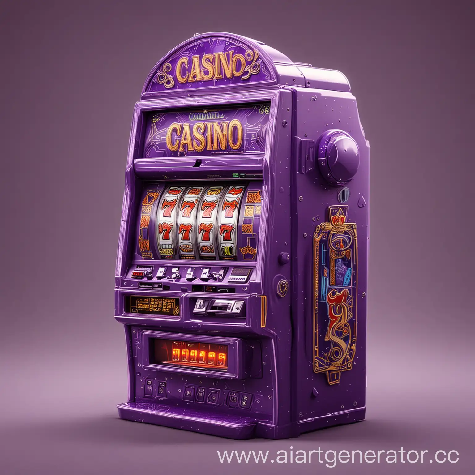 казино автомат в фиолетовых цветах на белом фоне