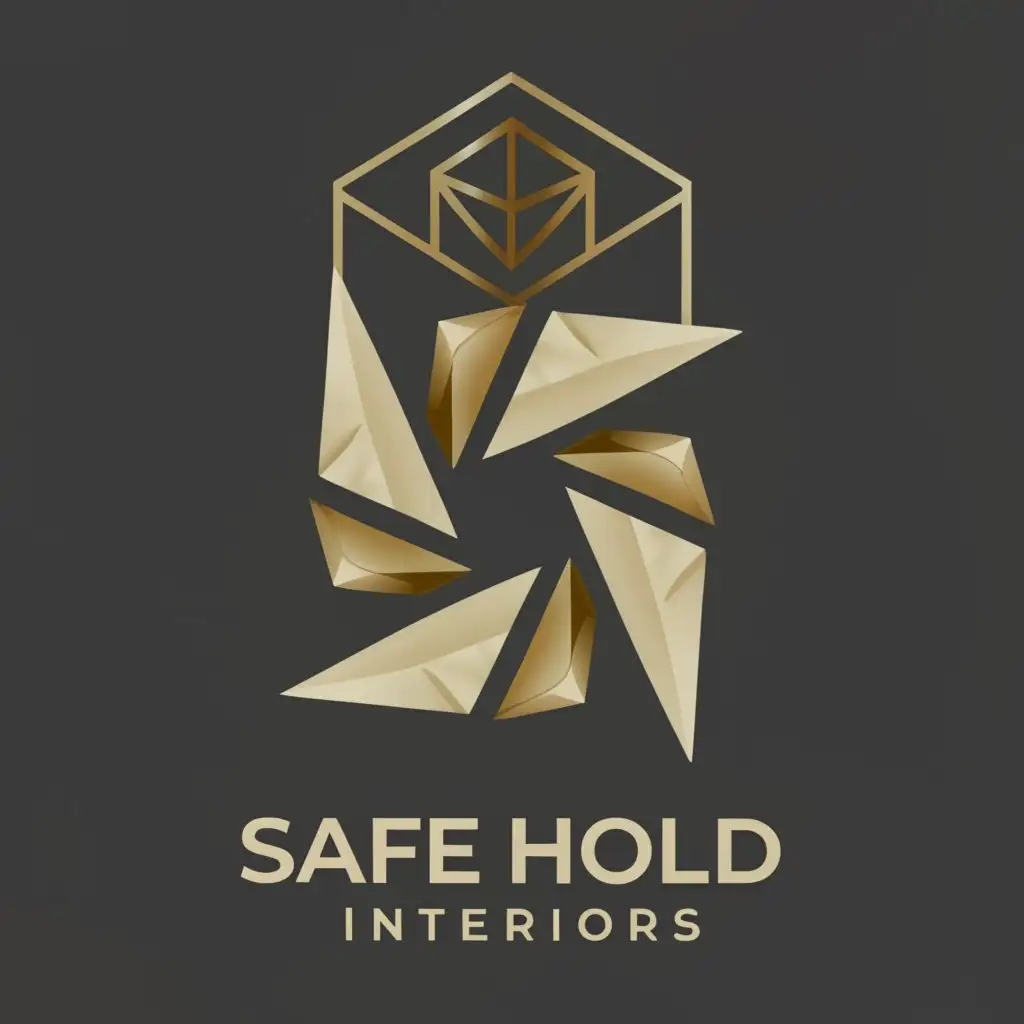 a logo design,with the text 'Safe hold interiors', main symbol:origami letter S,Moderate,be used in interior design industry,clear background, main colors used lite blue and white