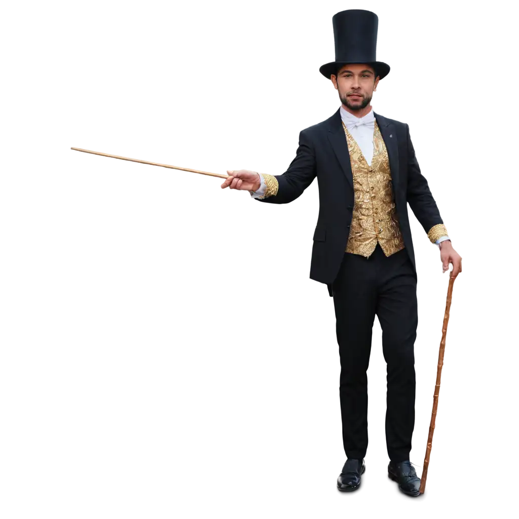 Image of a magician holding a stick