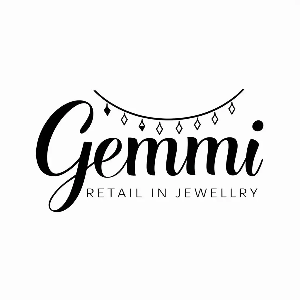 a logo design,with the text "Gemmi", main symbol:necklace,Moderate,be used in Retail industry,clear background