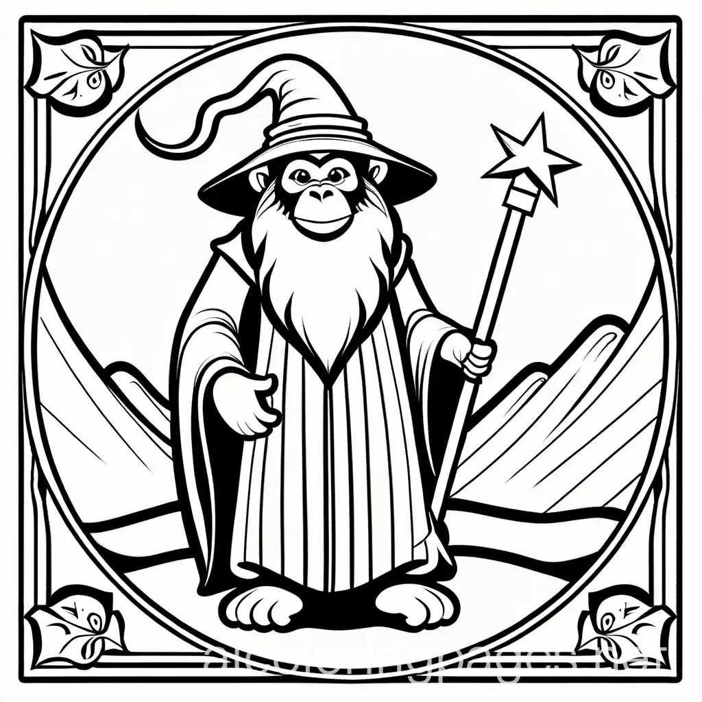 Wizard-Ape-Coloring-Page-Simple-Line-Art-for-Kids