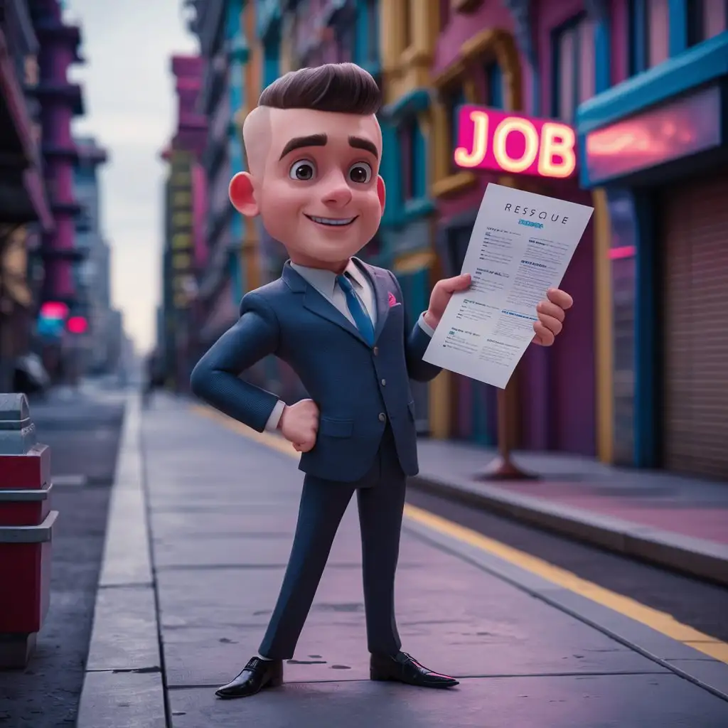 A NICE LOOKING GUY IS LOOKING FOR A JOB IN CARTOON STYLE