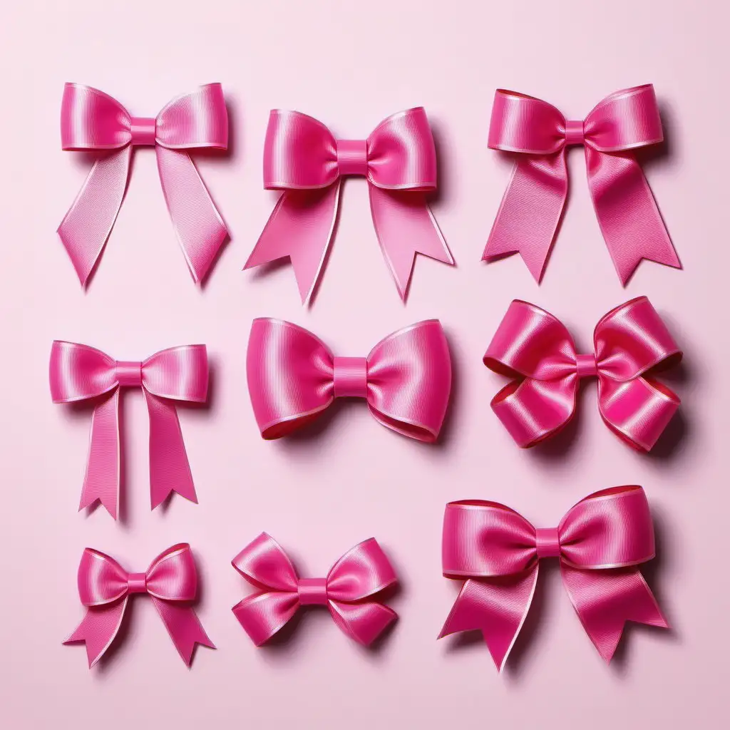 Assorted Pink Bows in Various Shapes and Sizes
