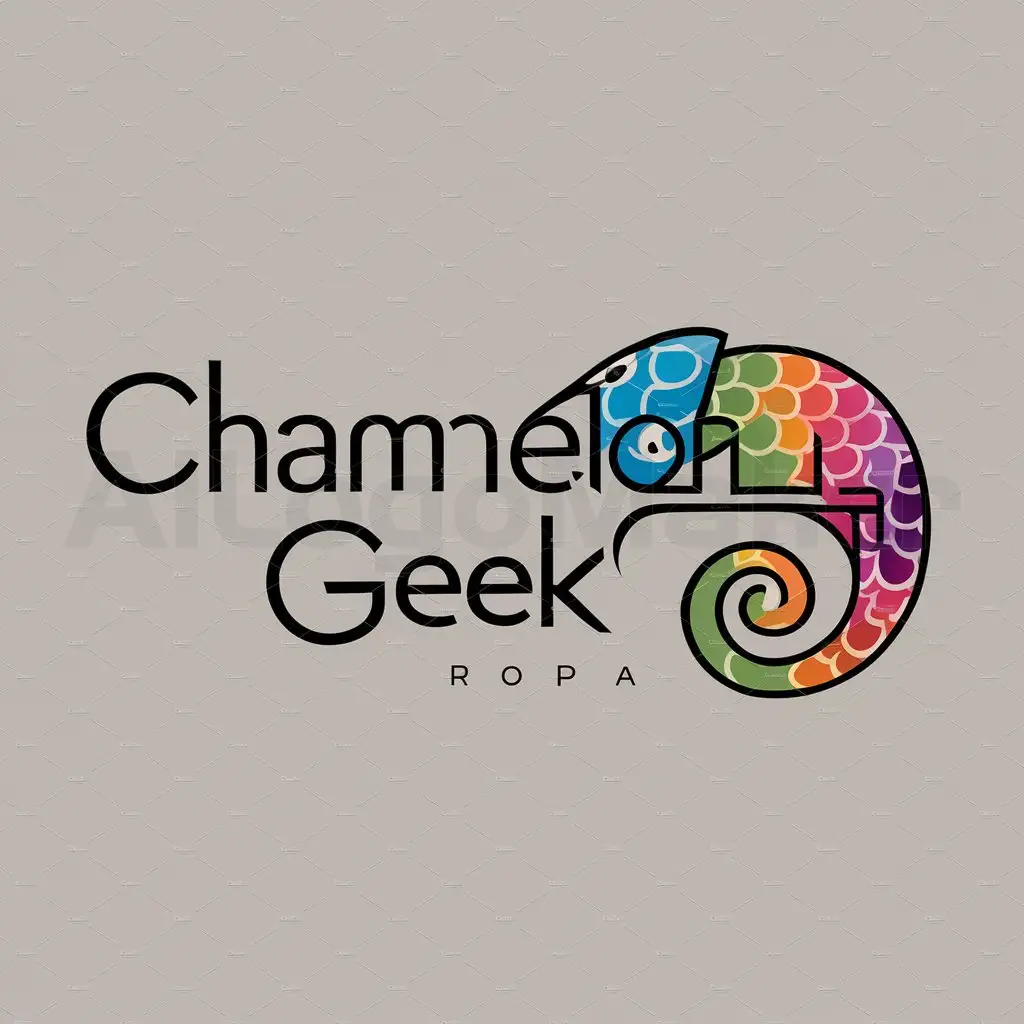 a logo design,with the text "CHAMALEON GEEK", main symbol:CAMALEON,Moderate,be used in ROPA industry,clear background