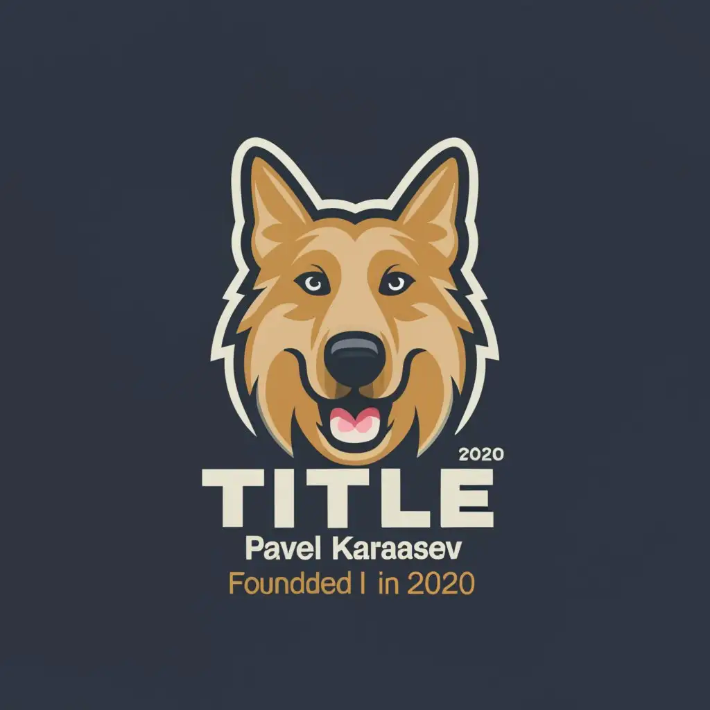 a logo design,with the text 'Title - Pavel Karasev, founded in 2020, online retail, logo of a German Shepherd head with tongue,', main symbol:German Shepherd,complex,clear background