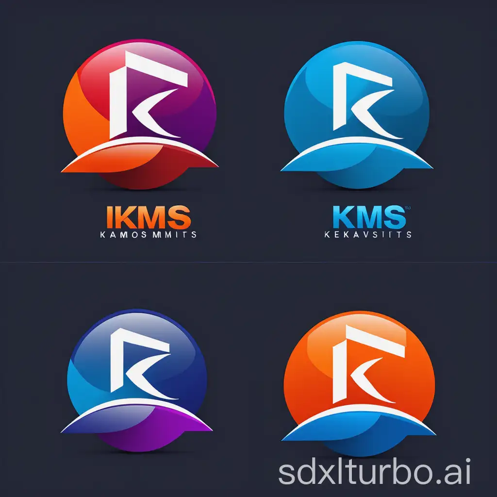 Design a logo for website IKMS, which is a site specializing in online KMS activation of windows and office, requiring prominent themes, vibrant colors, clear levels, 2D