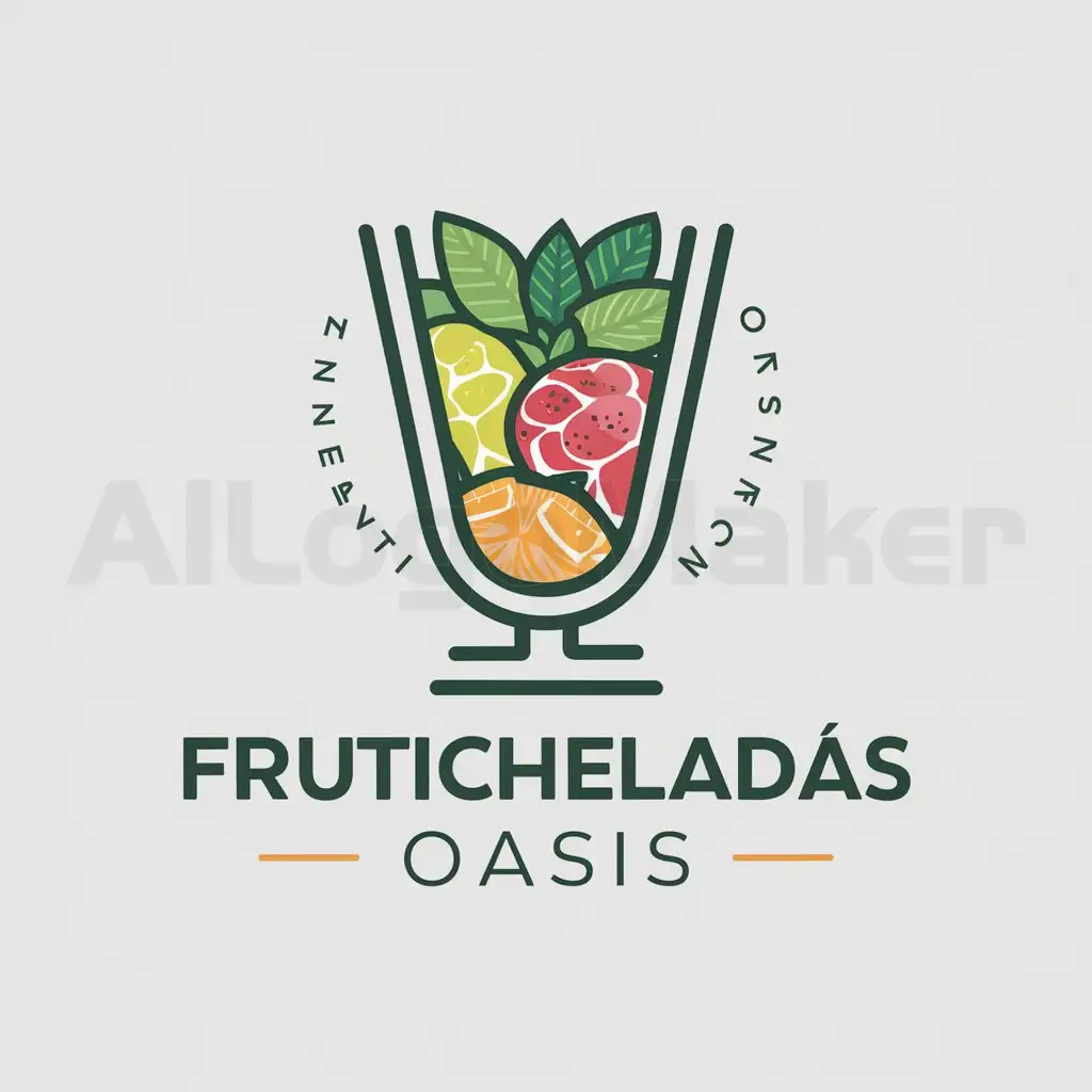 a logo design,with the text "FrutiCheladas, OASIS", main symbol:Vaso de FRUTI CHELADAS,Moderate,be used in Others industry,clear background